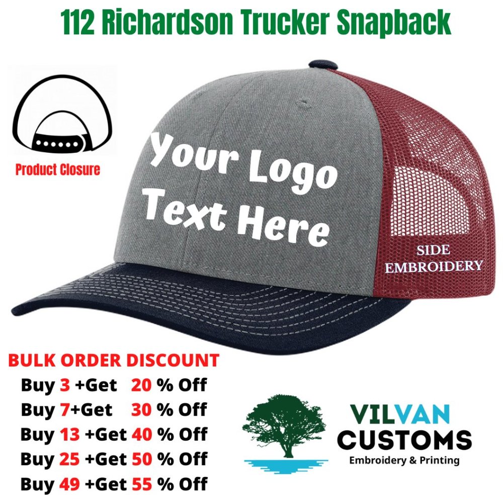 112 Richardson Trucker Hats, Custom Embroidery-